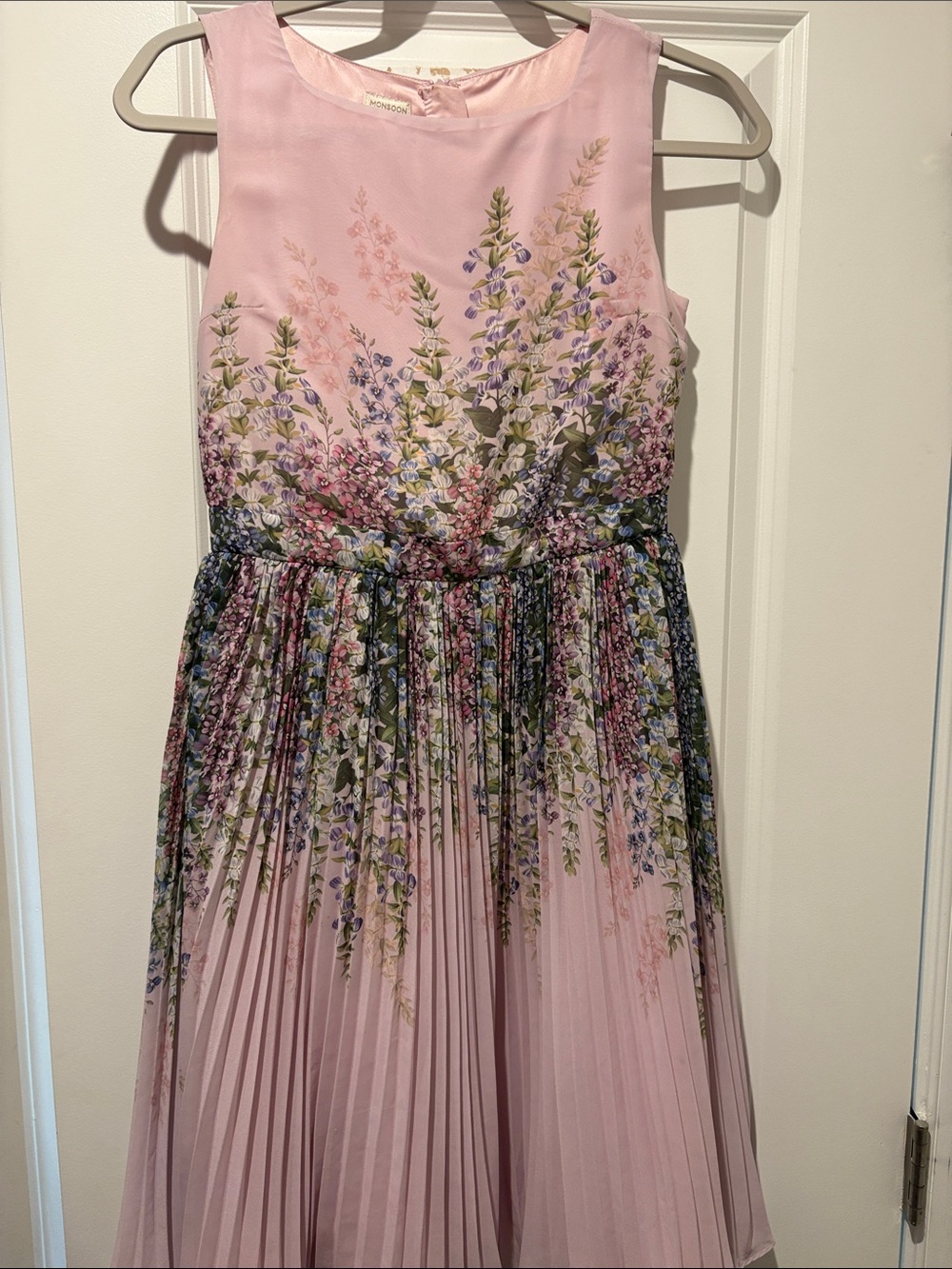 Monsoon Pink Floral Pleated Girls Dress